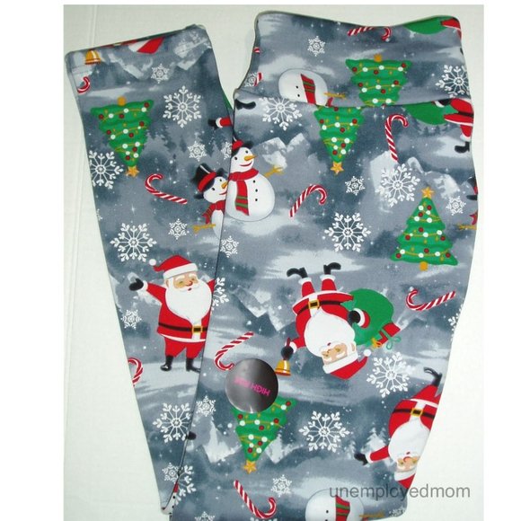 NOBO Pants - Christmas Santa Legging Lined Long Pants High Waist Junior Holiday Women's L